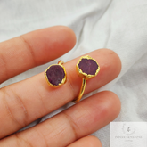 Natural Raw Ruby Ring, Rose Quartz Ring, Adjustable Two Stones Ring, Crystal Jewelry, Rough Gemstone Ring, Statement Ring, Unique Jewelry